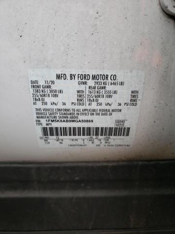 Photo 10 from auction – 2021 FORD EXPLORER P with VIN 1FM5K8AB9MGA50869