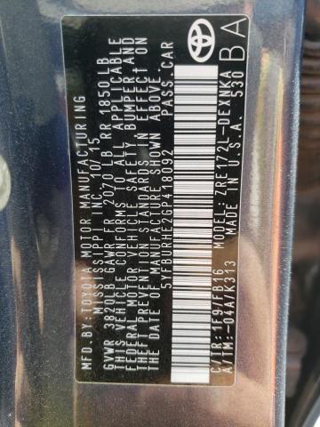 Photo 10 from auction – 2016 TOYOTA COROLLA with VIN 5YFBURHE2GP418092