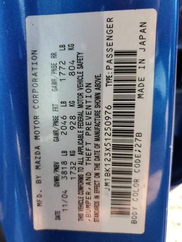 Photo 10 from auction – 2005 MAZDA 3 S with VIN JM1BK123X51250976