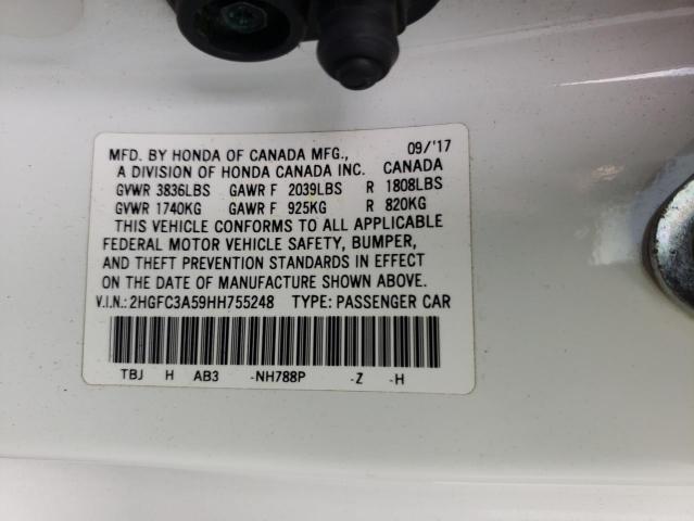 Photo 10 from auction – 2017 HONDA CIVIC SI with VIN 2HGFC3A59HH755248