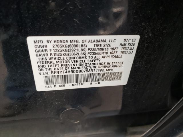 Photo 10 from auction – 2013 HONDA PILOT TOUR with VIN 5FNYF4H90DB075851