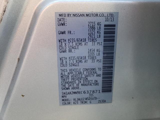 Photo 10 from auction – 2014 NISSAN PATHFINDER with VIN 5N1AR2MN9EC637871