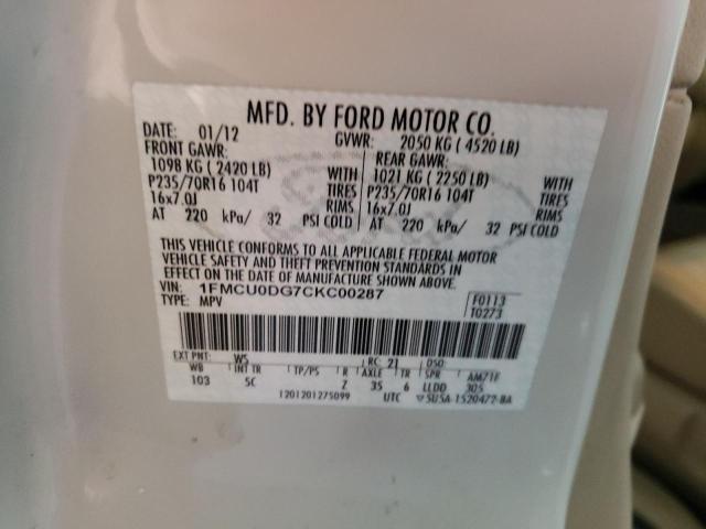 Photo 10 from auction – 2012 FORD ESCAPE XLT with VIN 1FMCU0DG7CKC00287