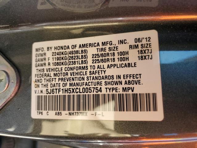 Photo 10 from auction – 2012 HONDA CROSSTOUR with VIN 5J6TF1H5XCL005754