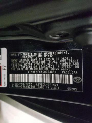 Photo 10 from auction – 2012 TOYOTA CAMRY BASE with VIN 4T1BF1FK4CU053069