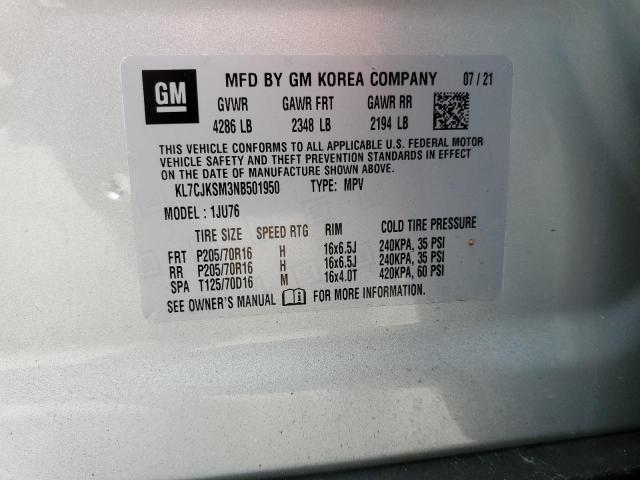 Photo 10 from auction – 2022 CHEVROLET TRAX LS with VIN KL7CJKSM3NB501950