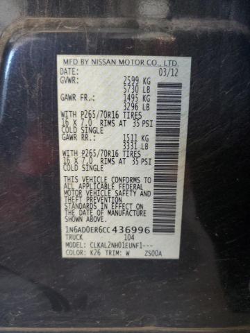 Photo 10 from auction – 2012 NISSAN FRONTIER S with VIN 1N6AD0ER6CC436996
