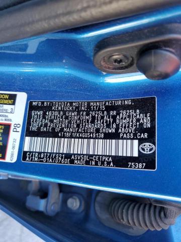 Photo 10 from auction – 2016 TOYOTA CAMRY LE with VIN 4T1BF1FK4GU549138