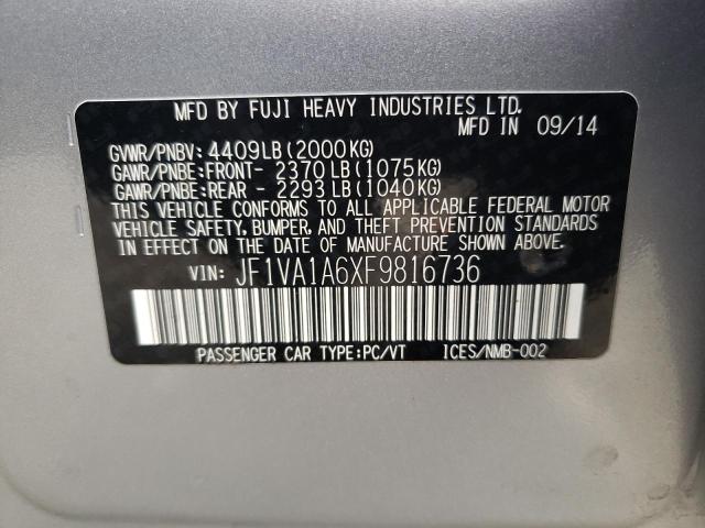 Photo 10 from auction – 2015 SUBARU WRX with VIN JF1VA1A6XF9816736