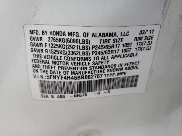 Photo 10 from auction – 2011 HONDA PILOT EX with VIN 5FNYF4H46BB082787
