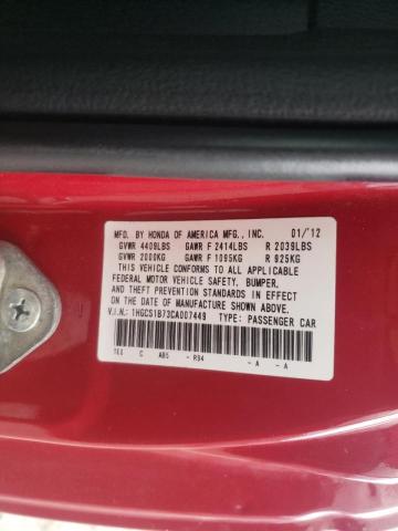 Photo 10 from auction – 2012 HONDA ACCORD EX with VIN 1HGCS1B73CA007449