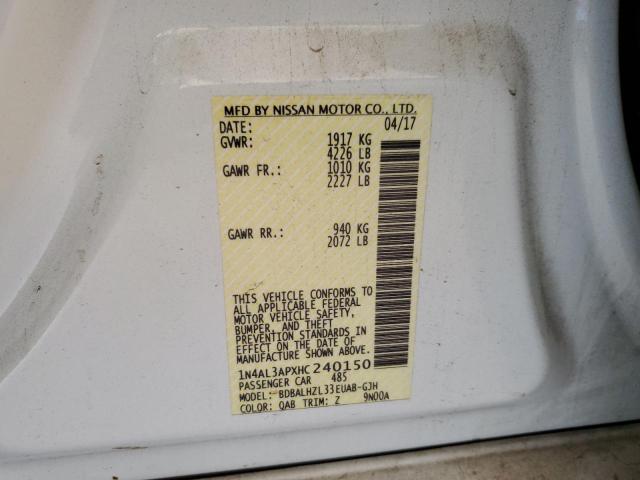 Photo 10 from auction – 2017 NISSAN ALTIMA 2.5 with VIN 1N4AL3APXHC240150