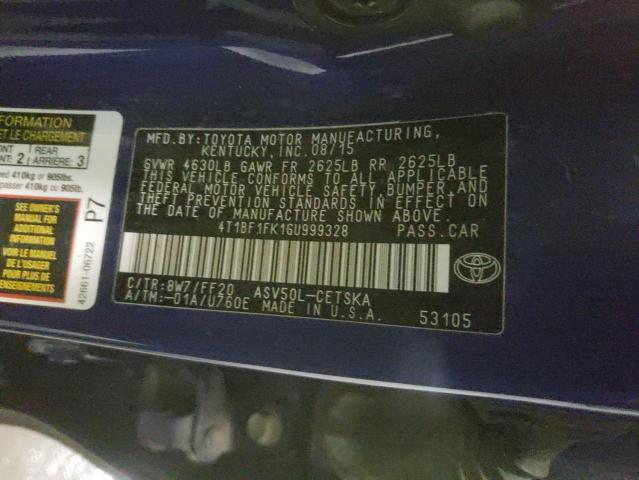 Photo 10 from auction – 2016 TOYOTA CAMRY LE with VIN 4T1BF1FK1GU999328
