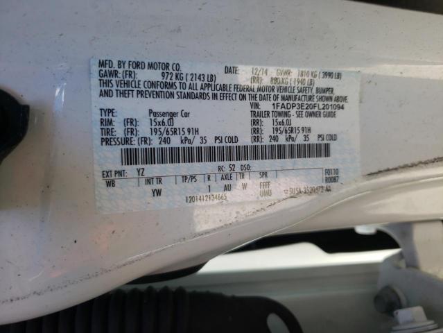 Photo 10 from auction – 2015 FORD FOCUS S with VIN 1FADP3E20FL201094
