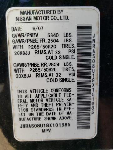 Photo 10 from auction – 2008 INFINITI FX35 with VIN JNRAS08U18X101685