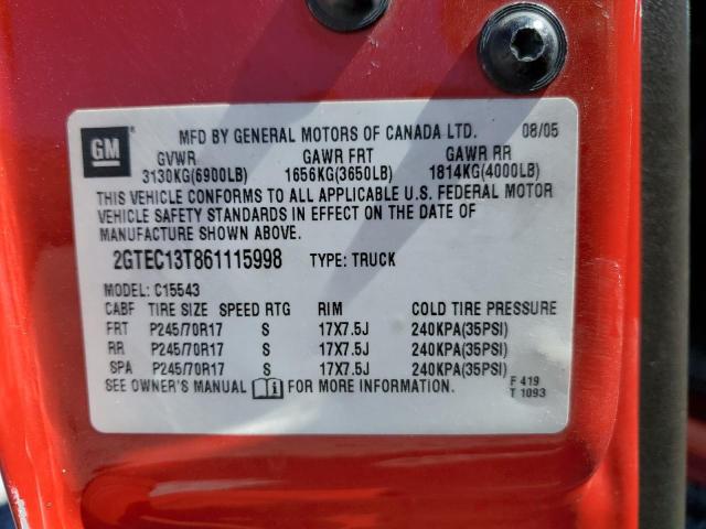 Photo 10 from auction – 2006 GMC SIERRA 150 with VIN 2GTEC13T861115998