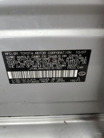 Photo 10 from auction – 2008 LEXUS ES 350 with VIN JTHBJ46G982187383