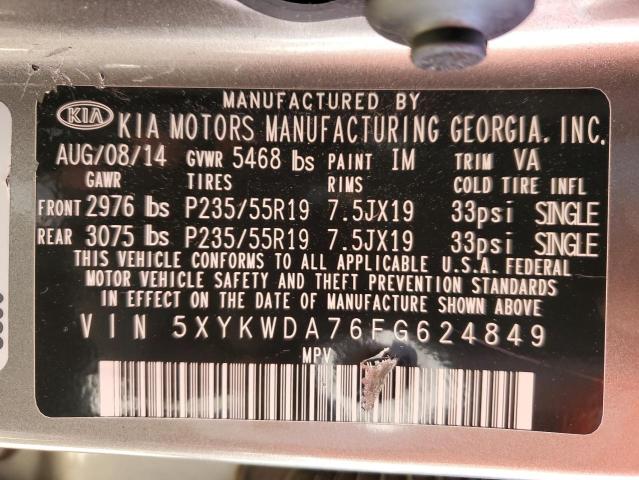 Photo 10 from auction – 2015 KIA SORENTO SX with VIN 5XYKWDA76FG624849