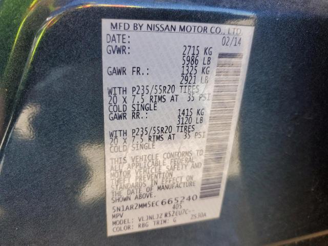 Photo 10 from auction – 2014 NISSAN PATHFINDER with VIN 5N1AR2MM5EC665240