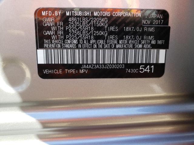 Photo 10 from auction – 2018 MITSUBISHI OUTLANDER with VIN JA4AZ3A33JZ030203