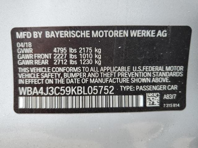 Photo 10 from auction – 2019 BMW 430XI GRAN with VIN WBA4J3C59KBL05752