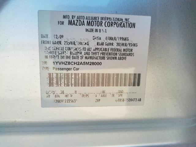 Photo 10 from auction – 2010 MAZDA 6 I with VIN 1YVHZ8CH2A5M28000