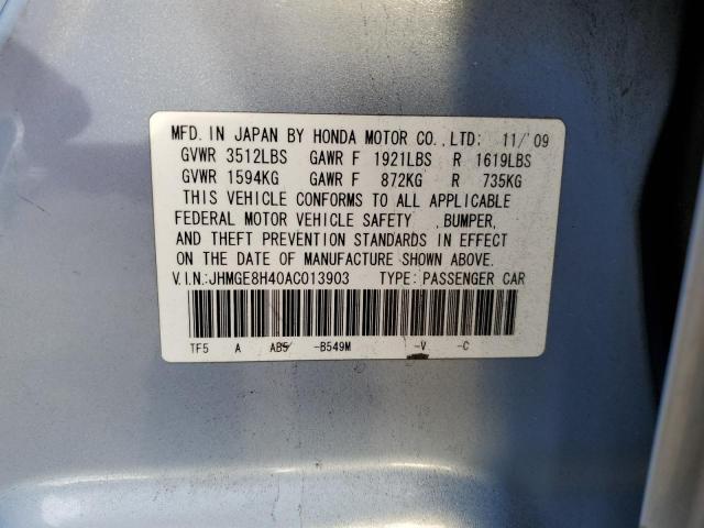 Photo 10 from auction – 2010 HONDA FIT with VIN JHMGE8H40AC013903