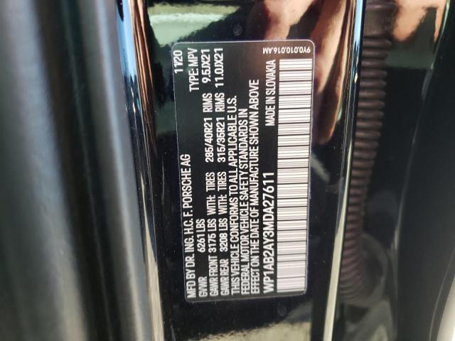 Photo 10 from auction – 2021 PORSCHE CAYENNE S with VIN WP1AB2AY3MDA27611