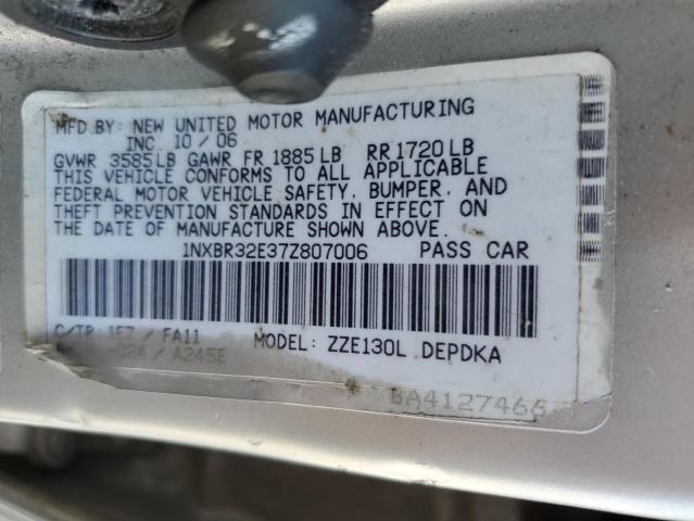 Photo 10 from auction – 2007 TOYOTA COROLLA CE with VIN 1NXBR32E37Z807006