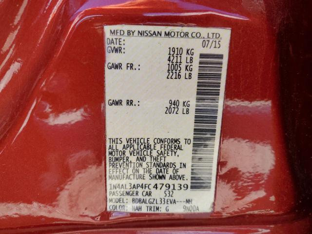 Photo 10 from auction – 2015 NISSAN ALTIMA 2.5 with VIN 1N4AL3AP4FC479139