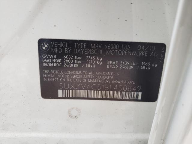 Photo 10 from auction – 2011 BMW X5 XDRIVE3 with VIN 5UXZV4C51BL400849