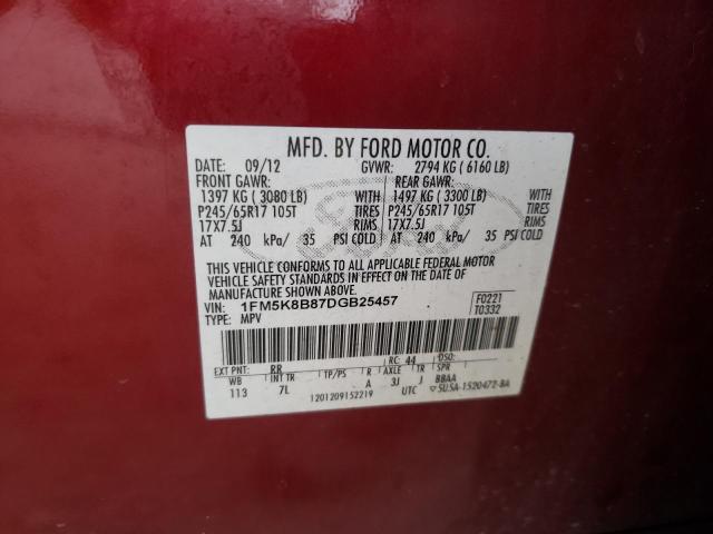 Photo 10 from auction – 2013 FORD EXPLORER with VIN 1FM5K8B87DGB25457