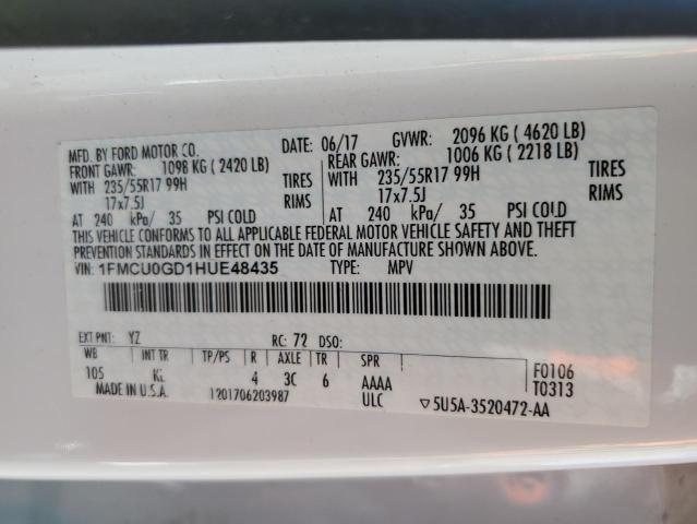 Photo 10 from auction – 2017 FORD ESCAPE SE with VIN 1FMCU0GD1HUE48435