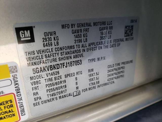 Photo 10 from auction – 2015 BUICK ENCLAVE with VIN 5GAKVBKD7FJ187053