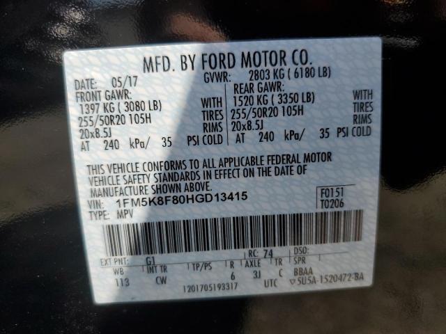 Photo 10 from auction – 2017 FORD EXPLORER L with VIN 1FM5K8F80HGD13415