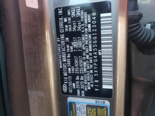 Photo 10 from auction – 2016 KIA SORENTO LX with VIN 5XYPG4A55GG123048