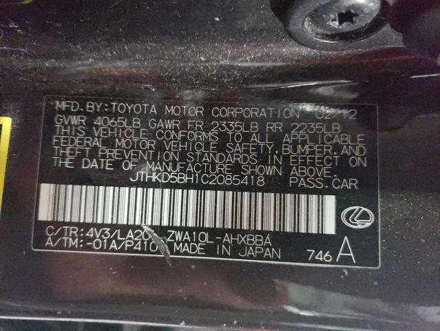 Photo 10 from auction – 2012 LEXUS CT 200 with VIN JTHKD5BH1C2085418
