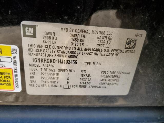 Photo 10 from auction – 2017 CHEVROLET TRAVERSE L with VIN 1GNKRGKD1HJ193456