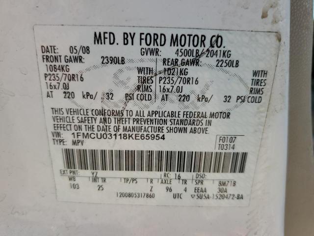 Photo 10 from auction – 2008 FORD ESCAPE XLT with VIN 1FMCU03118KE65954