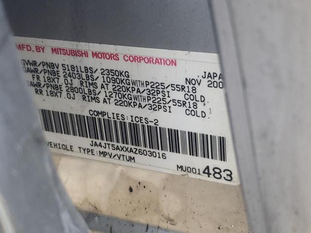 Photo 10 from auction – 2010 MITSUBISHI OUTLANDER with VIN JA4JT5AXXAZ603016