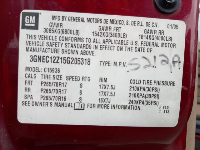 Photo 10 from auction – 2005 CHEVROLET AVALANCHE with VIN 3GNEC12Z15G205318