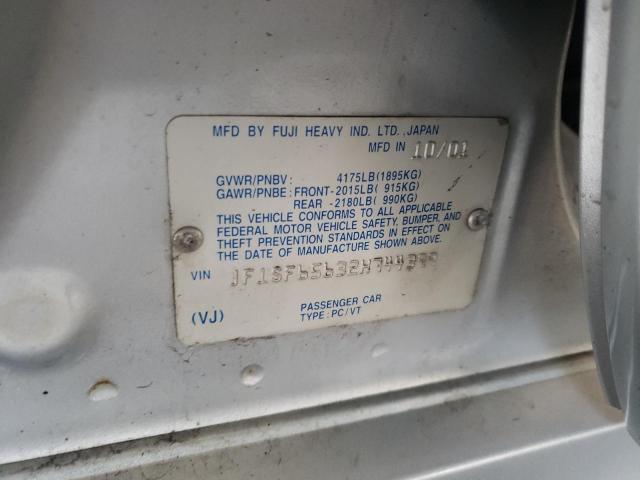 Foto 10 de la subasta – 2002 SUBARU FORESTER S con VIN JF1SF65632H744399