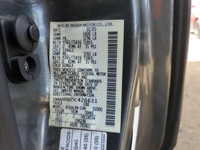 Photo 10 from auction – 2005 NISSAN FRONTIER K with VIN 1N6AD06U75C426631