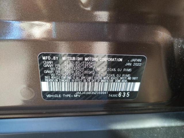 Photo 10 from auction – 2022 MITSUBISHI OUTLANDER with VIN JA4J4VA83NZ059941