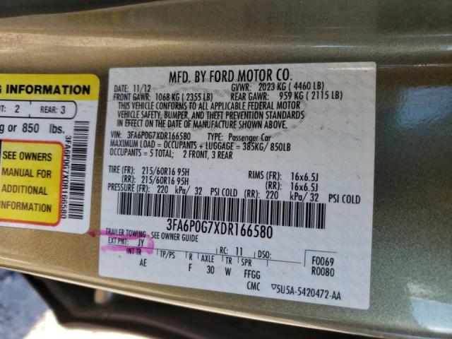 Photo 10 from auction – 2013 FORD FUSION S with VIN 3FA6P0G7XDR166580