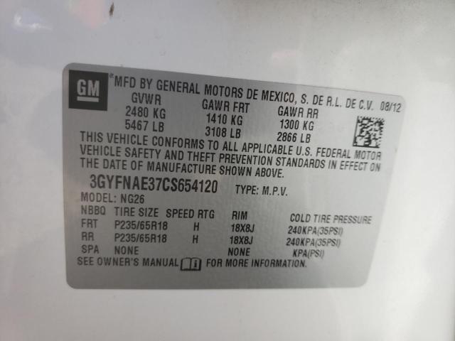 Photo 10 from auction – 2012 CADILLAC SRX LUXURY with VIN 3GYFNAE37CS654120