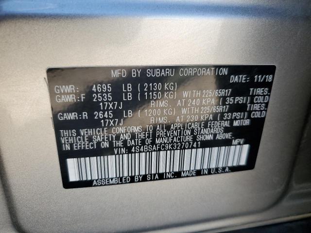 Photo 10 from auction – 2019 SUBARU OUTBACK 2. with VIN 4S4BSAFC9K3270741