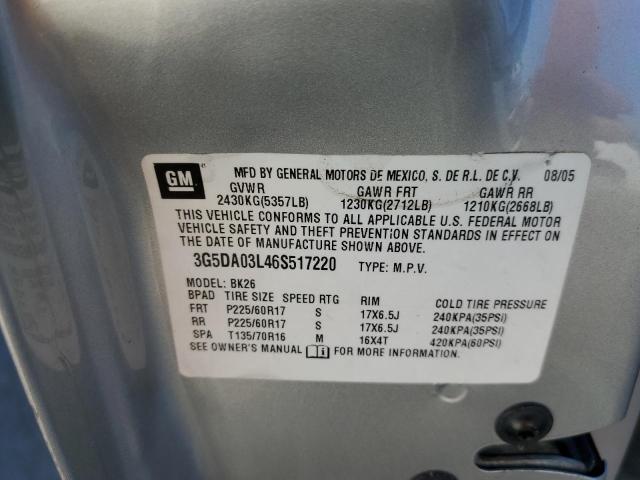 Photo 10 from auction – 2006 BUICK RENDEZVOUS with VIN 3G5DA03L46S517220