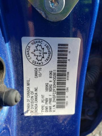 Photo 10 from auction – 2017 HONDA CIVIC LX with VIN 2HGFC2F50HH002811