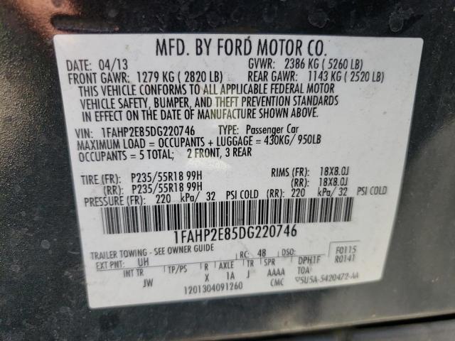 Photo 10 from auction – 2013 FORD TAURUS SEL with VIN 1FAHP2E85DG220746